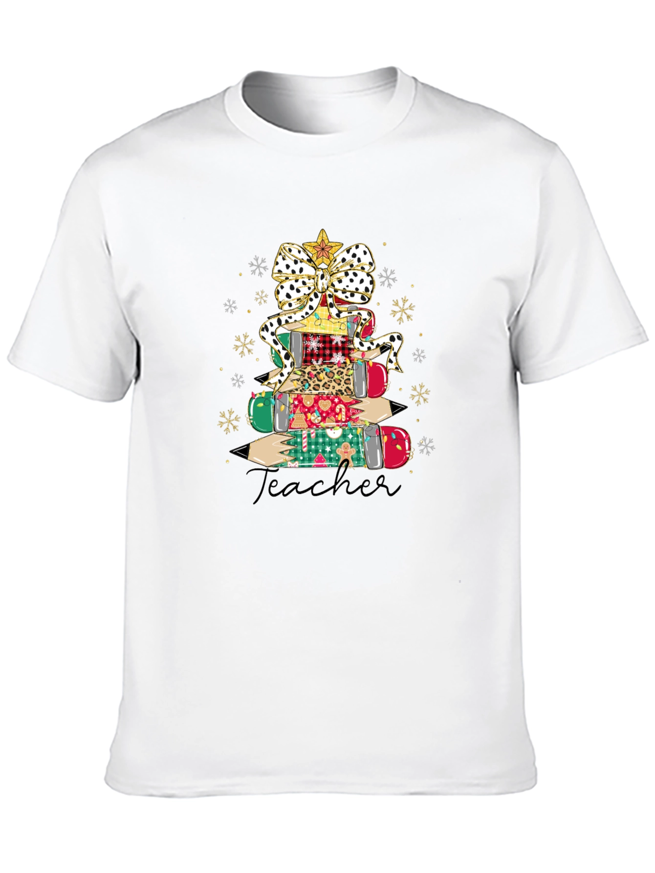 Teacher Christmas Pencil Stack T-Shirt