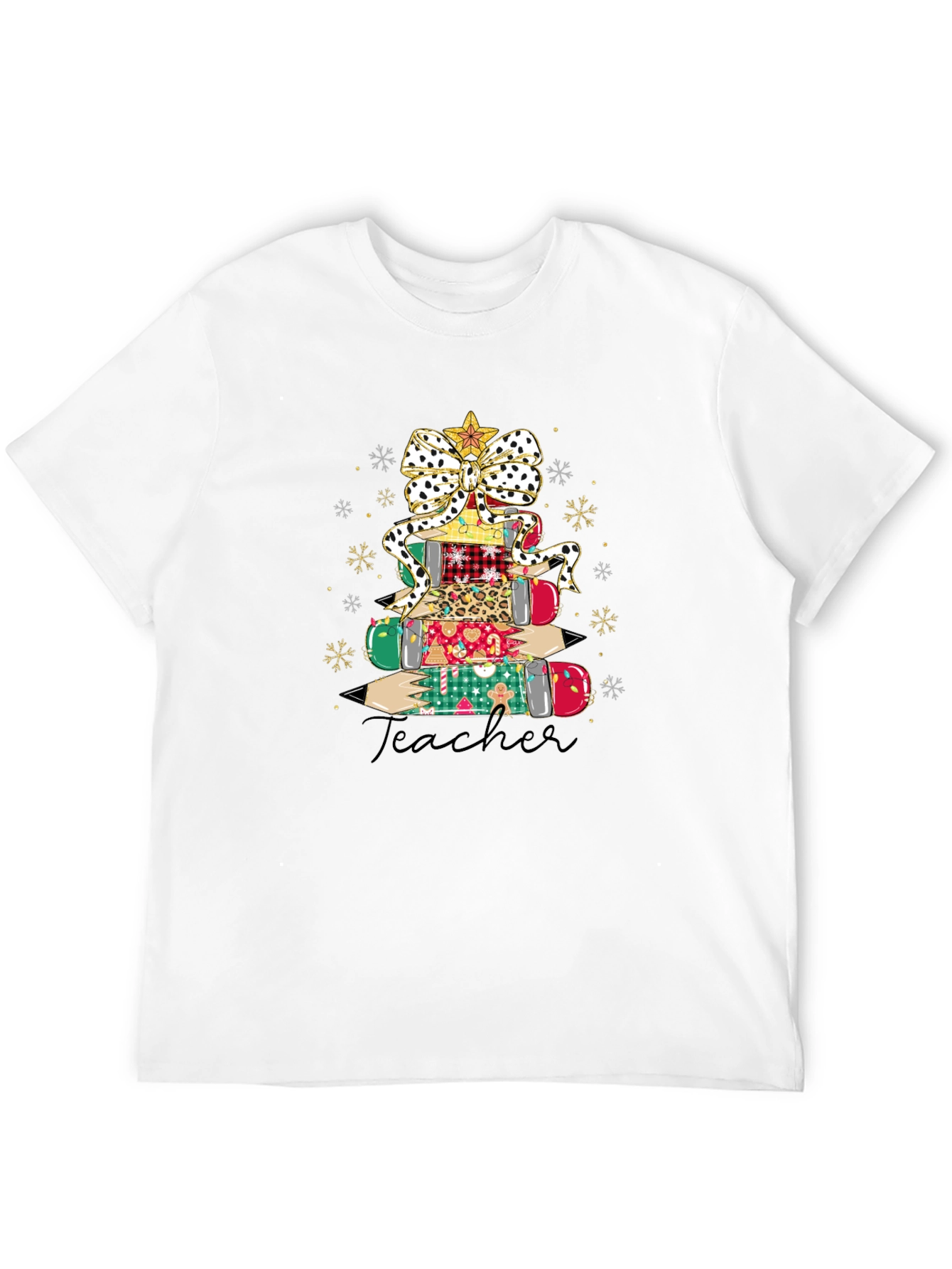 Teacher Christmas Pencil Stack T-Shirt