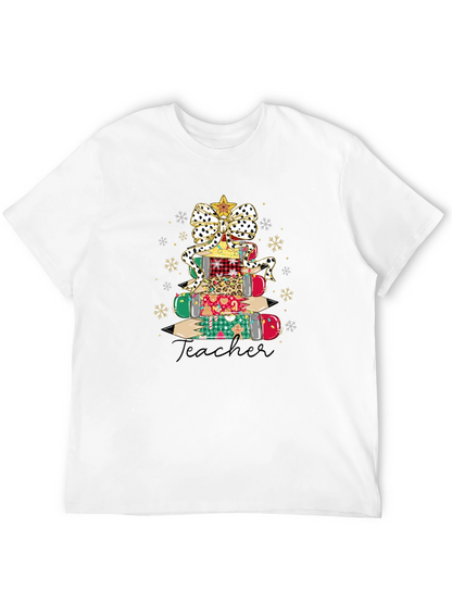 Teacher Christmas Pencil Stack T-Shirt