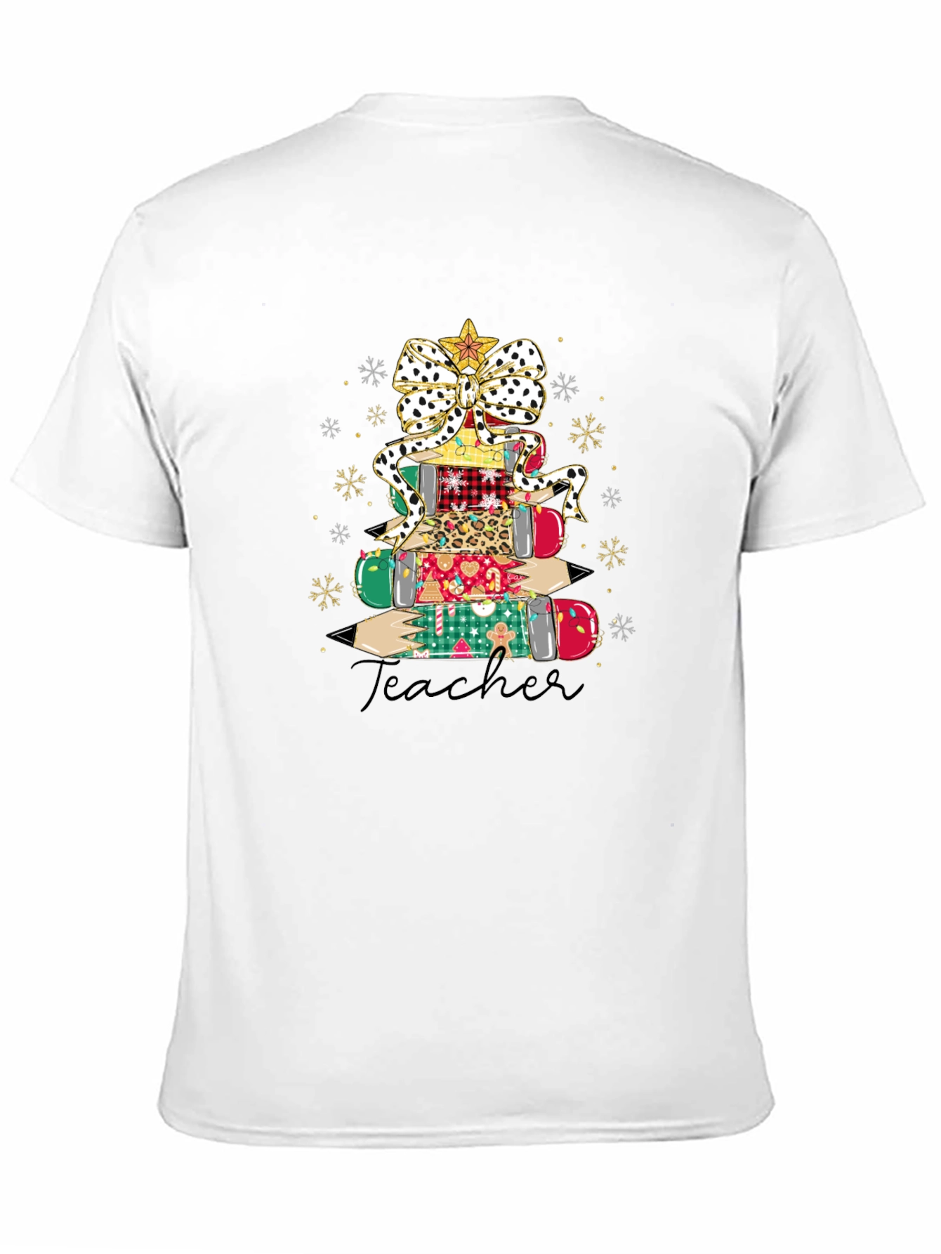 Teacher Christmas Pencil Stack T-Shirt