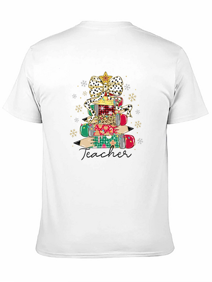 Teacher Christmas Pencil Stack T-Shirt