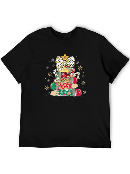 Teacher Christmas Pencil Stack T-Shirt