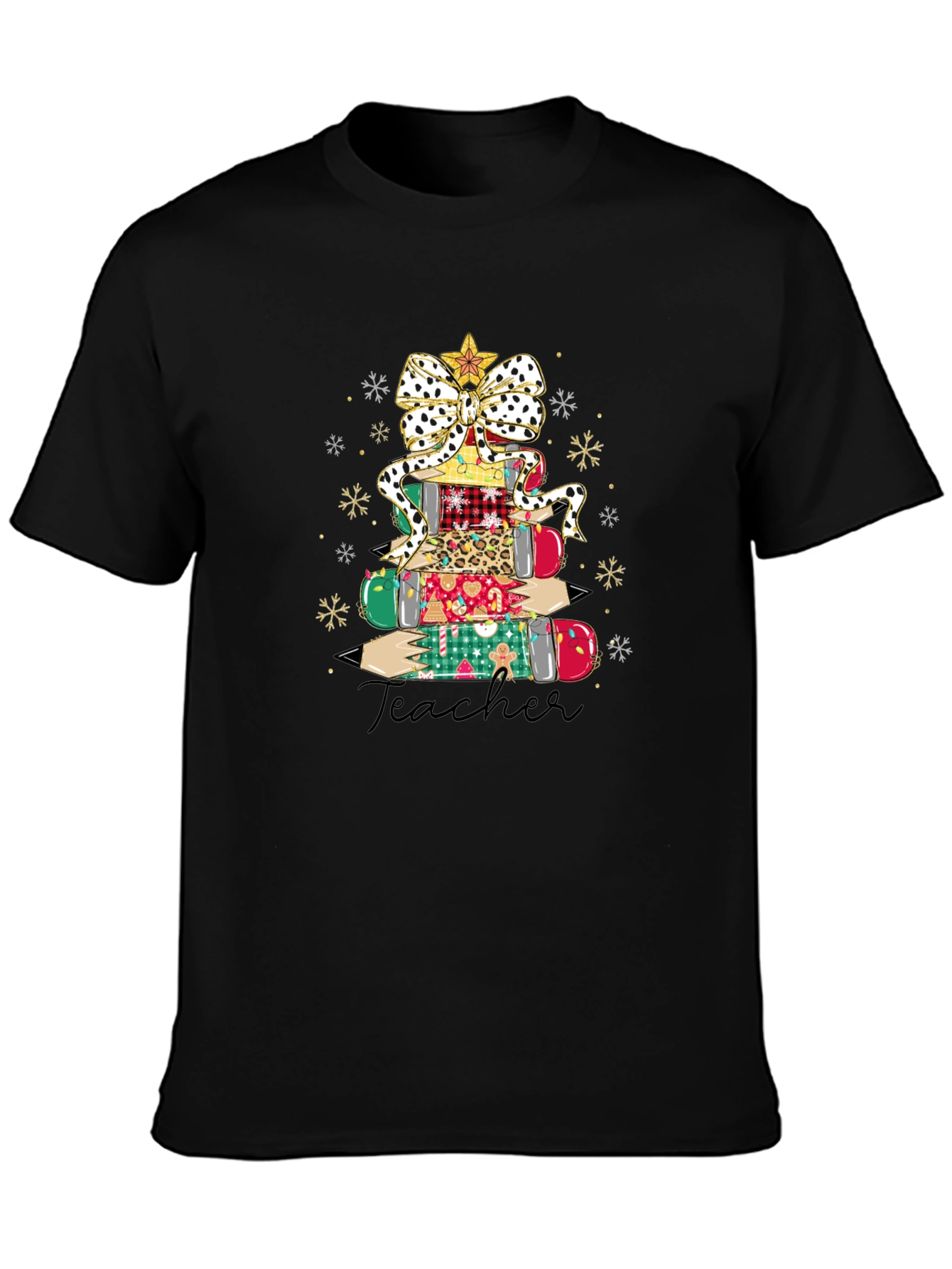 Teacher Christmas Pencil Stack T-Shirt