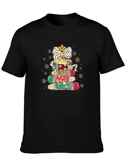 Teacher Christmas Pencil Stack T-Shirt