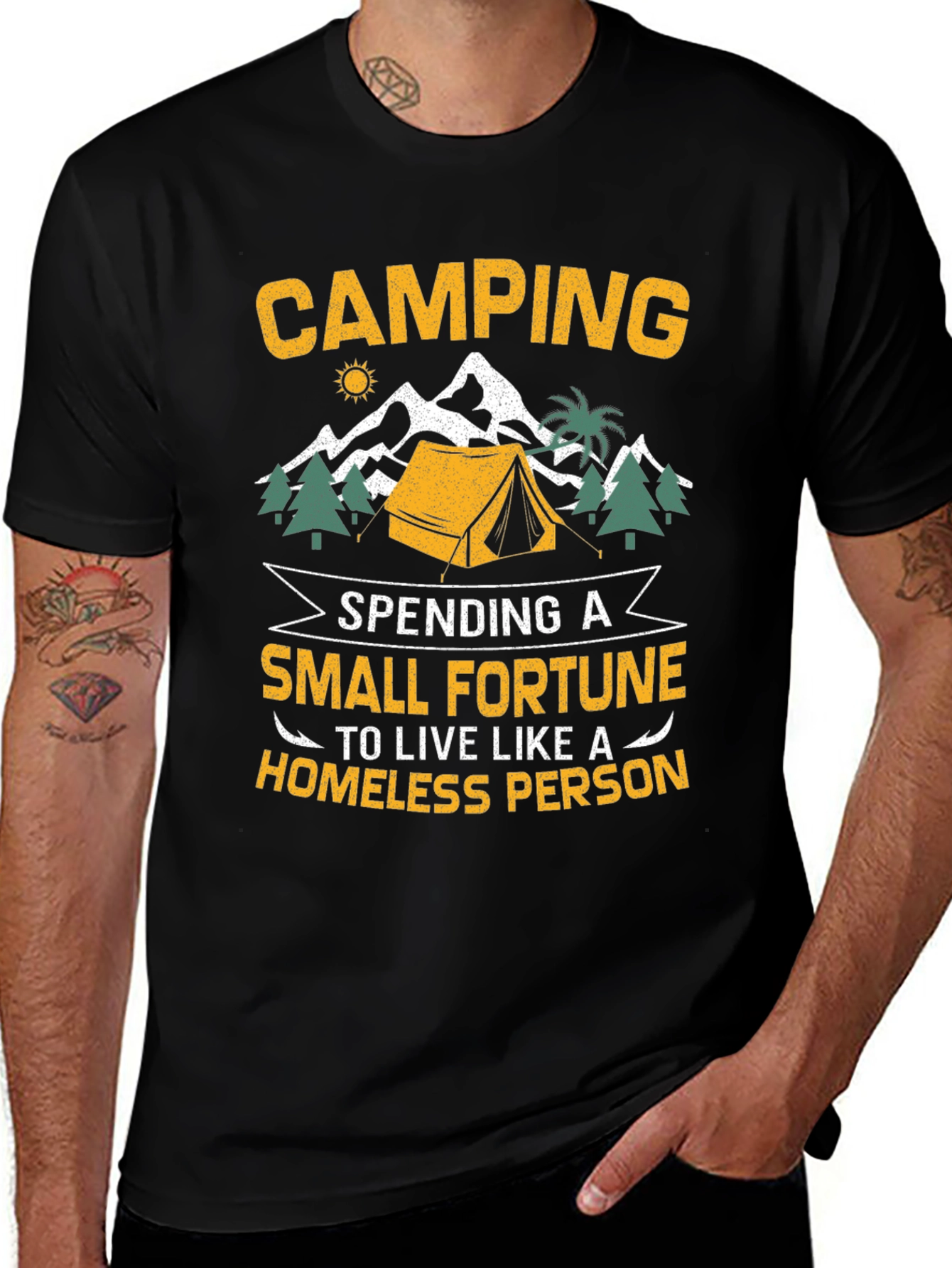 Camping Small Fortune Graphic T-Shirt