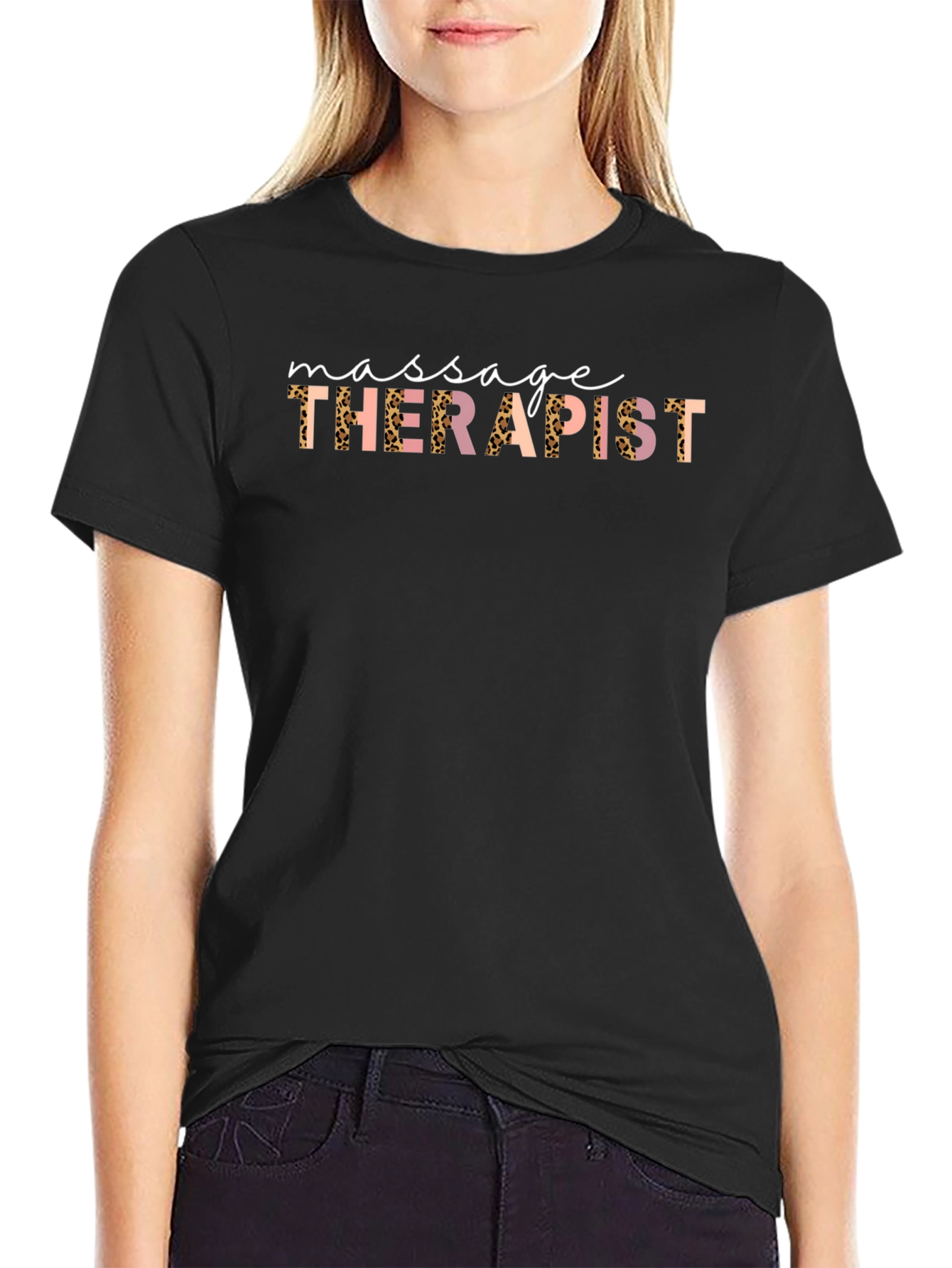 Massage Therapist Leopard Print Graphic Tee