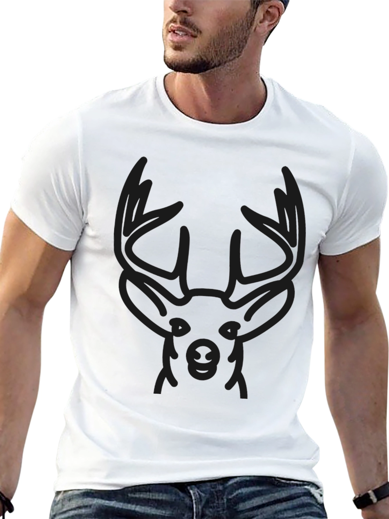 Mens Black Deer Graphic T-Shirt