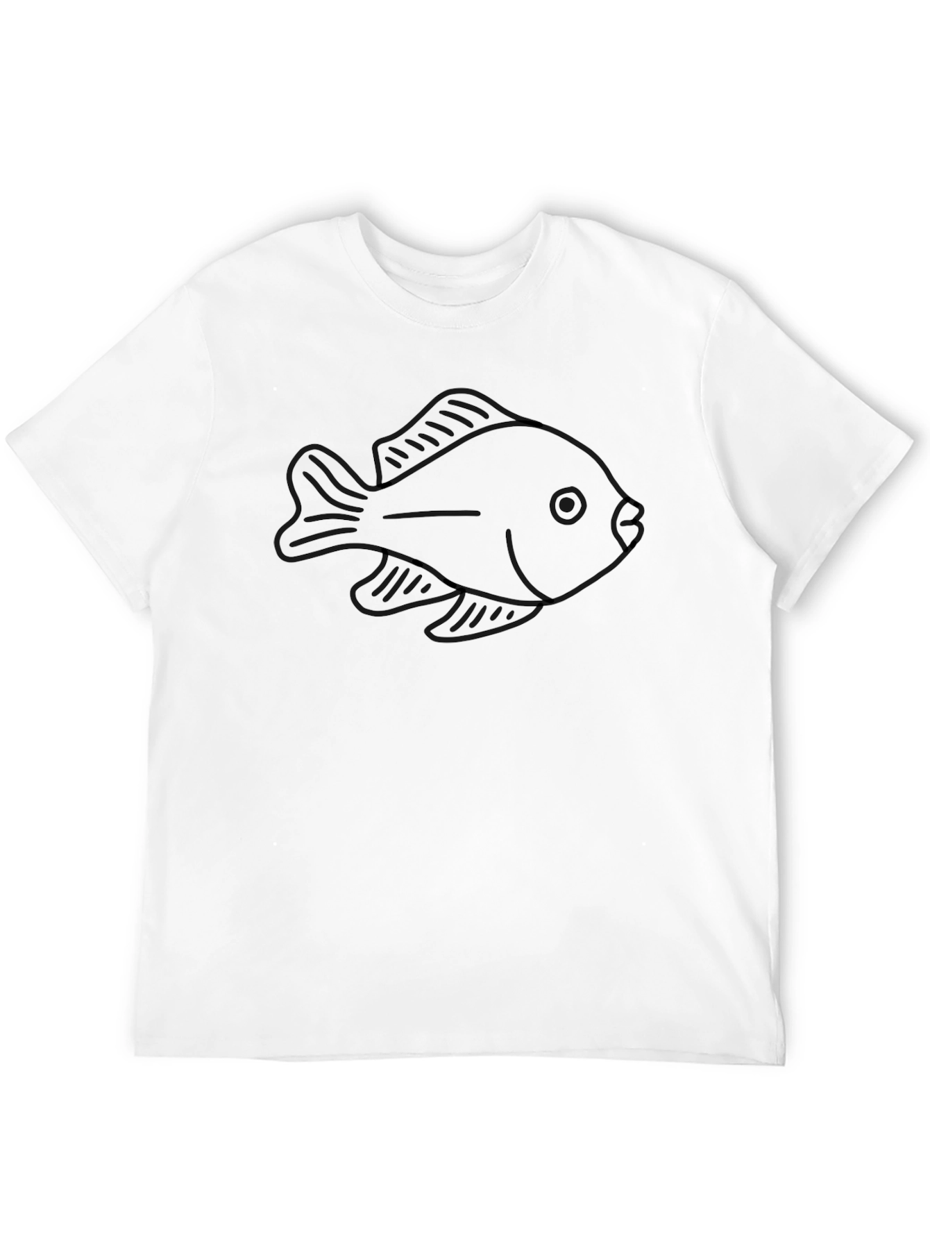 Fish Outline Graphic T-Shirt - Black Casual Wear