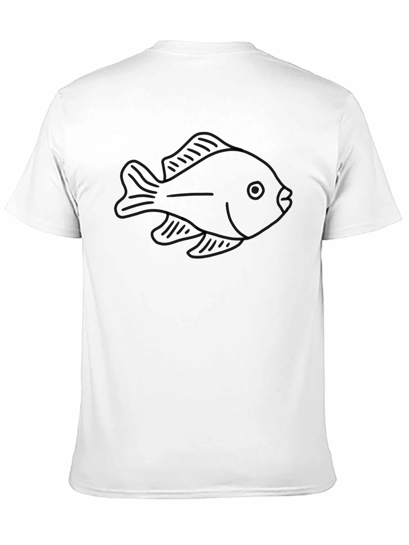 Fish Outline Graphic T-Shirt - Black Casual Wear