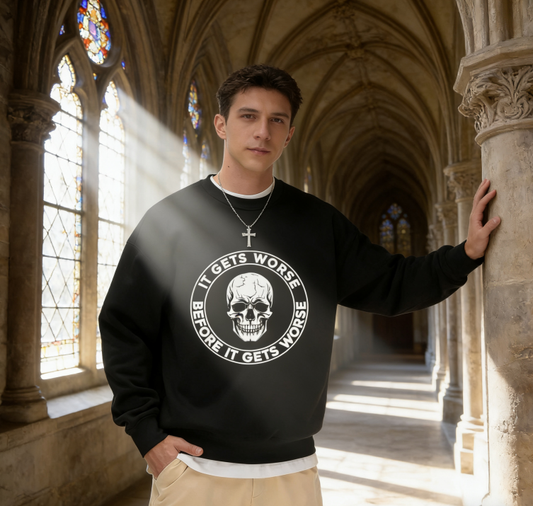 Gothic Skull Humor Statement Sweatshirt