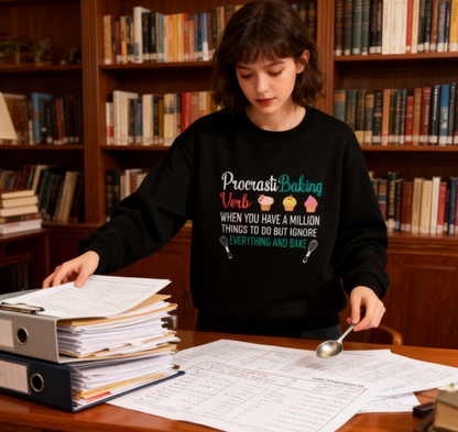 "ProcrastiBaking" Baking Humor Crewneck