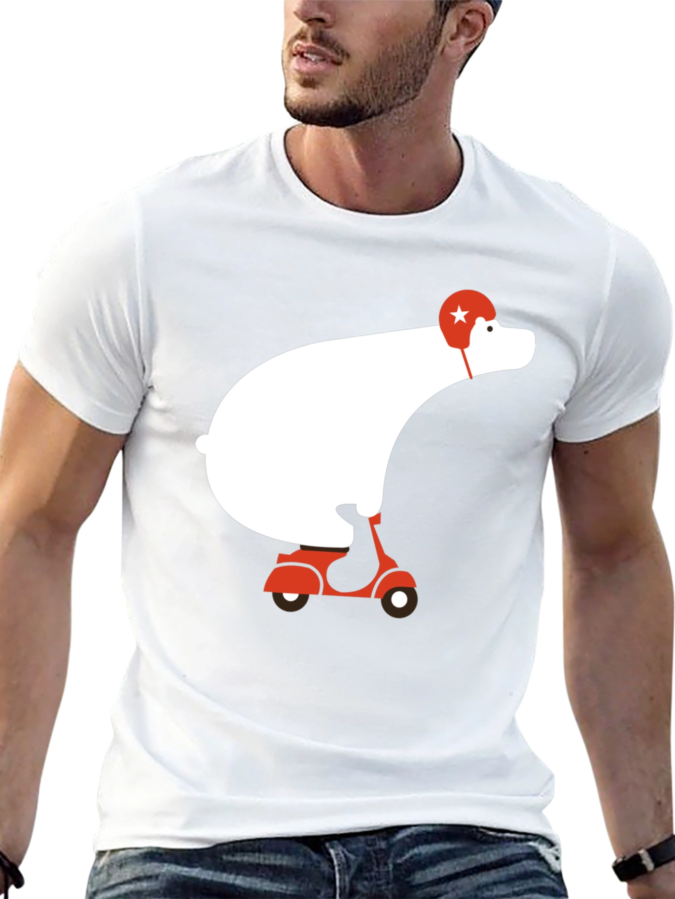 Bear on Scooter Graphic Tee - Cool Casual Style