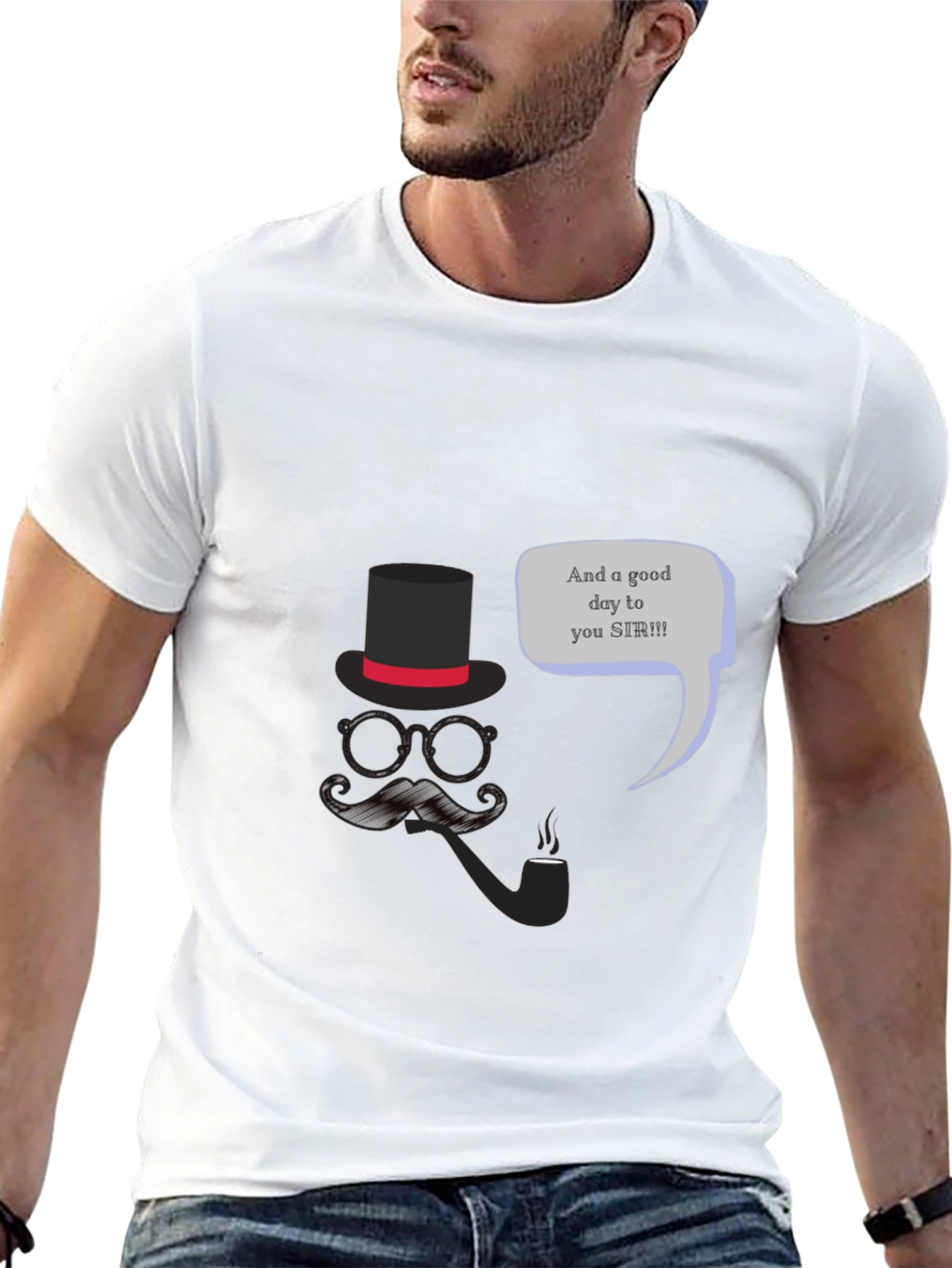 Gentlemans Good Day T-Shirt - Top Hat & Mustache
