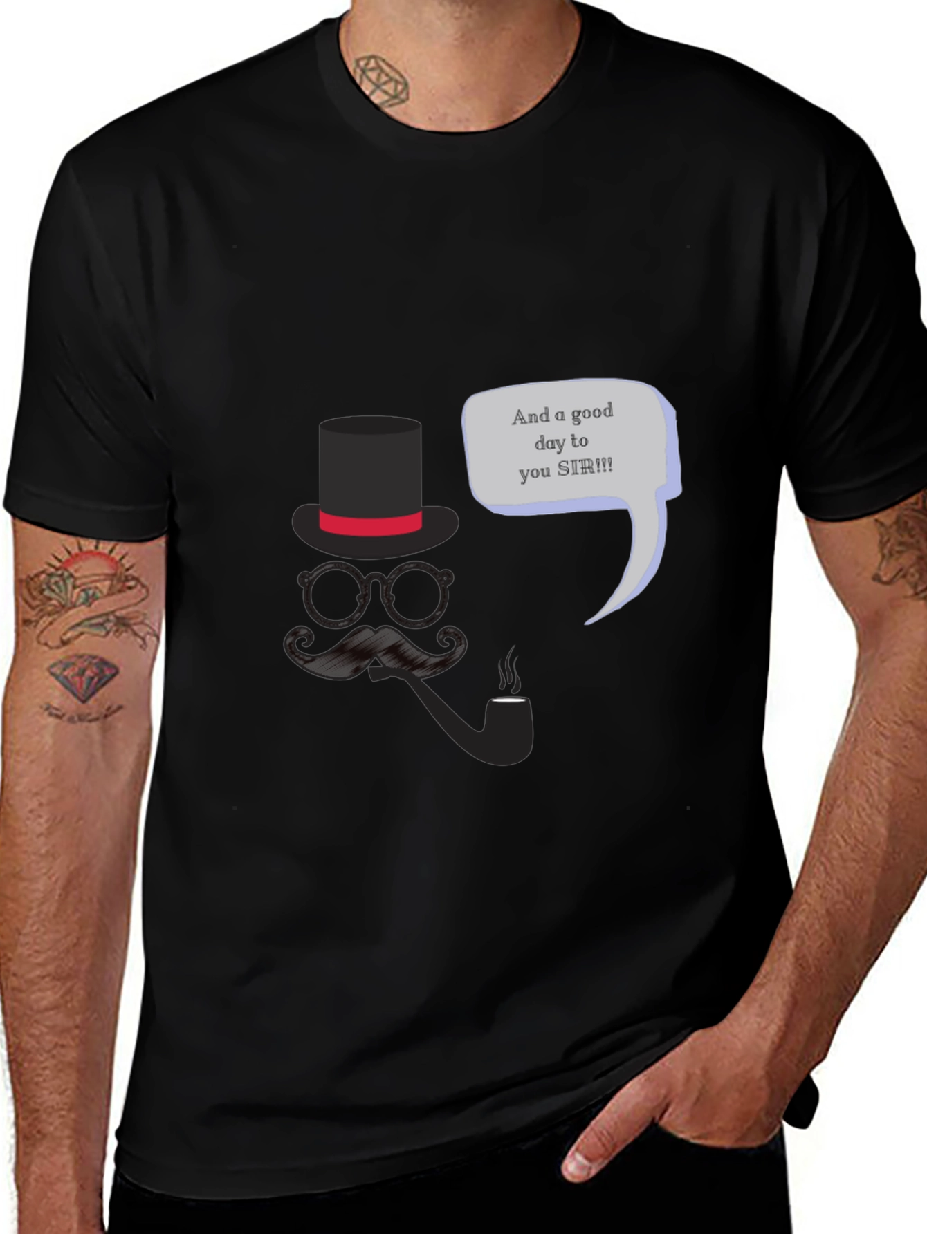 Gentlemans Good Day T-Shirt - Top Hat & Mustache