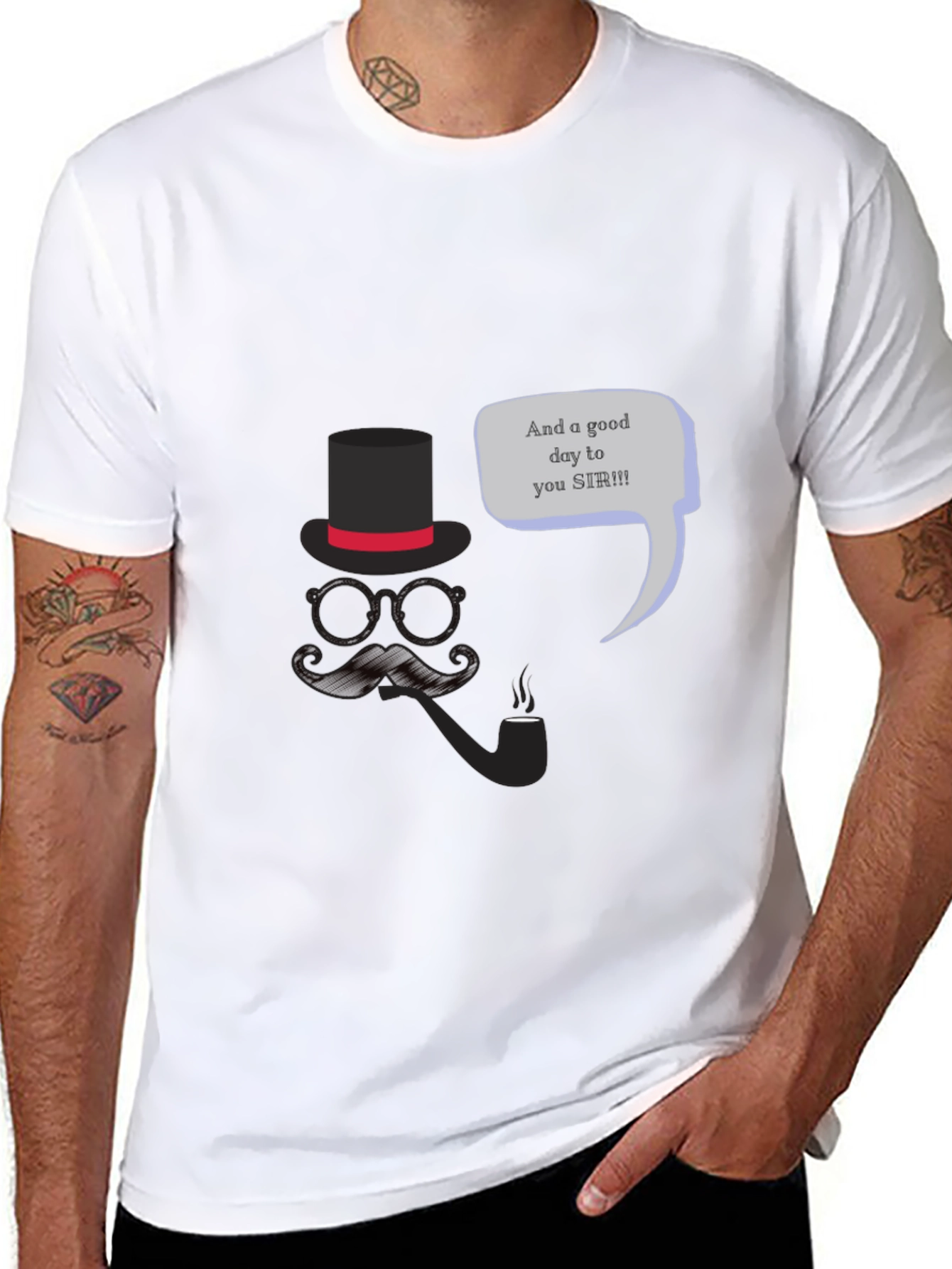 Gentlemans Good Day T-Shirt - Top Hat & Mustache