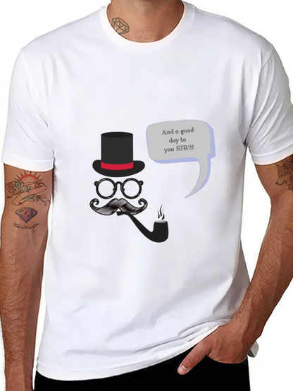 Gentlemans Good Day T-Shirt - Top Hat & Mustache