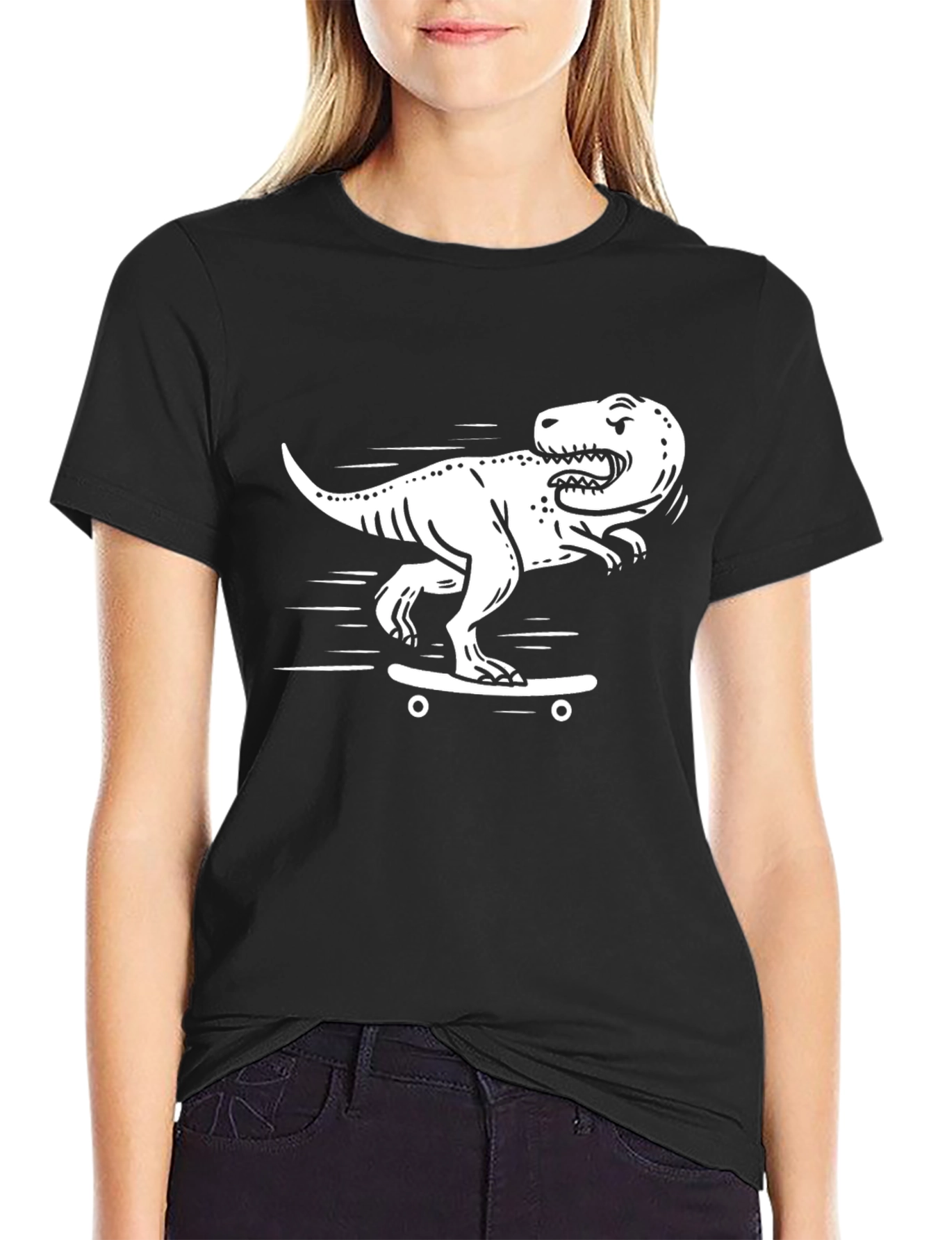 Dino Skate T-Shirt - Black Cotton Graphic Tee