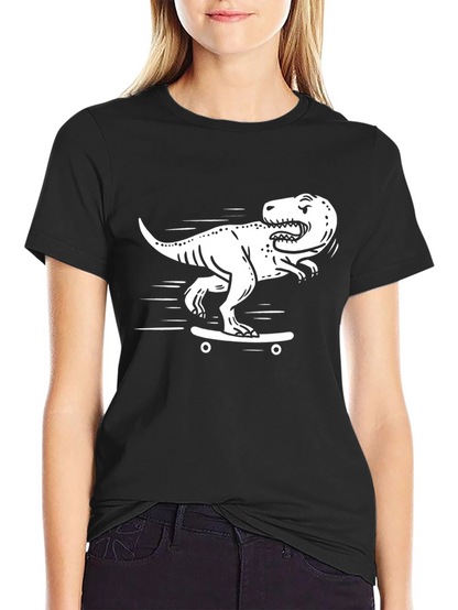 Dino Skate T-Shirt - Black Cotton Graphic Tee