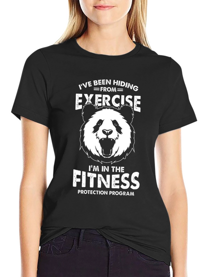 Funny Panda Fitness Protection Program Graphic T-Shirt