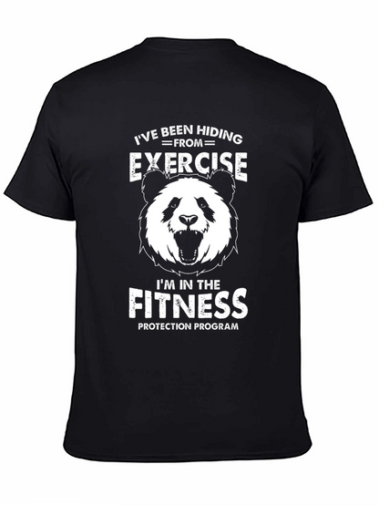 Funny Panda Fitness Protection Program Graphic T-Shirt
