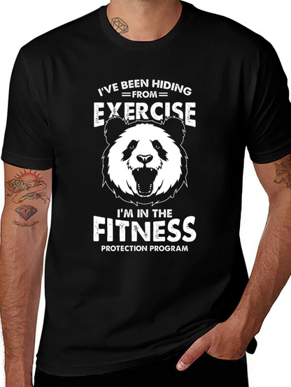 Funny Panda Fitness Protection Program Graphic T-Shirt