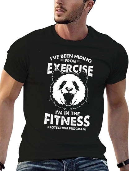 Funny Panda Fitness Protection Program Graphic T-Shirt