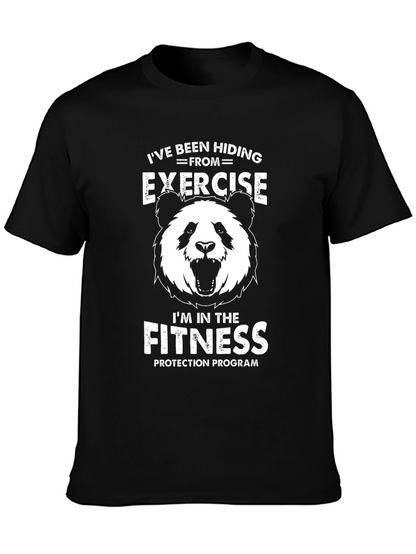 Funny Panda Fitness Protection Program Graphic T-Shirt