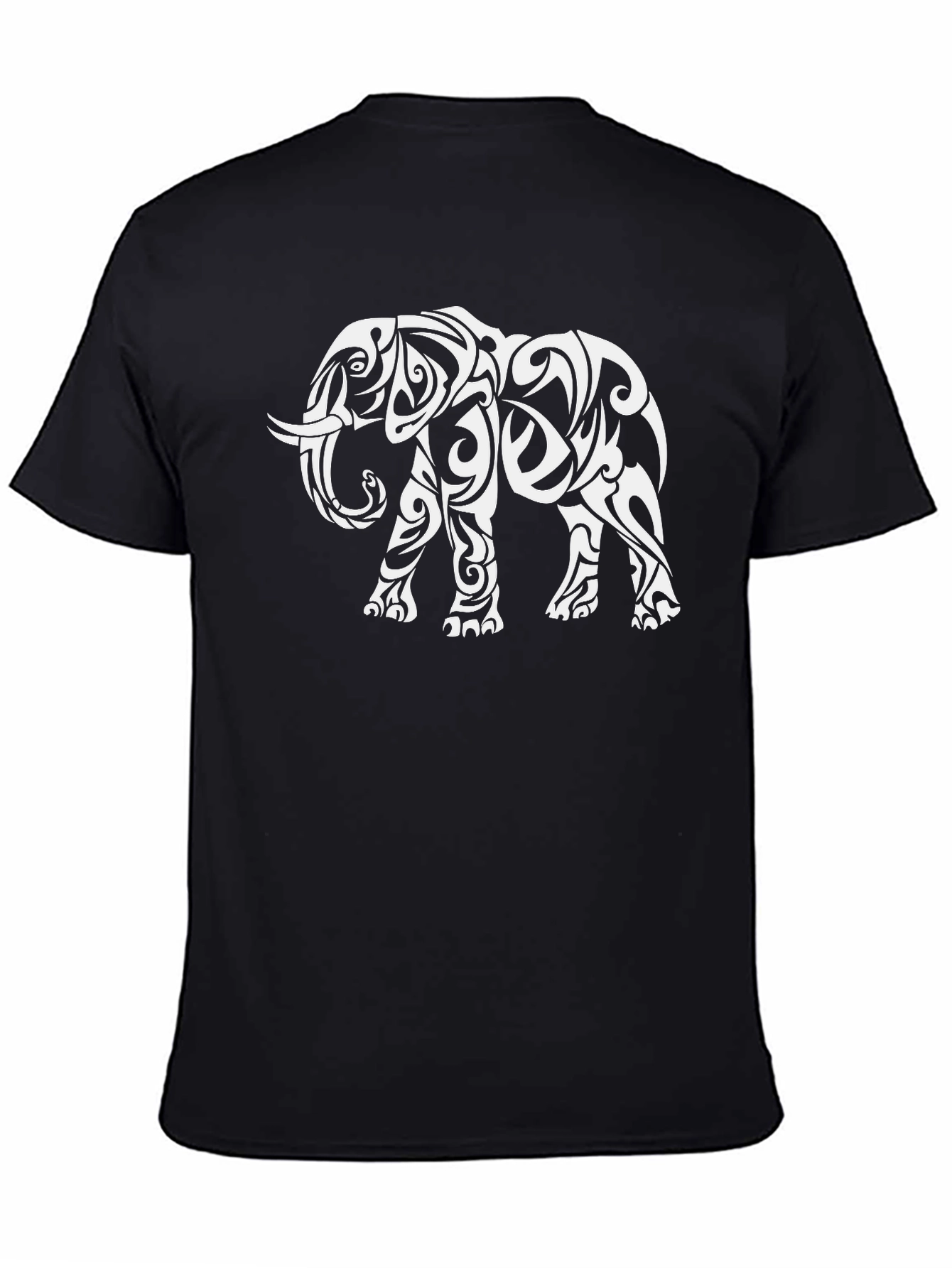 Tribal Elephant Graphic Tee - Black Casual Shirt
