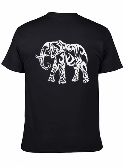 Tribal Elephant Graphic Tee - Black Casual Shirt