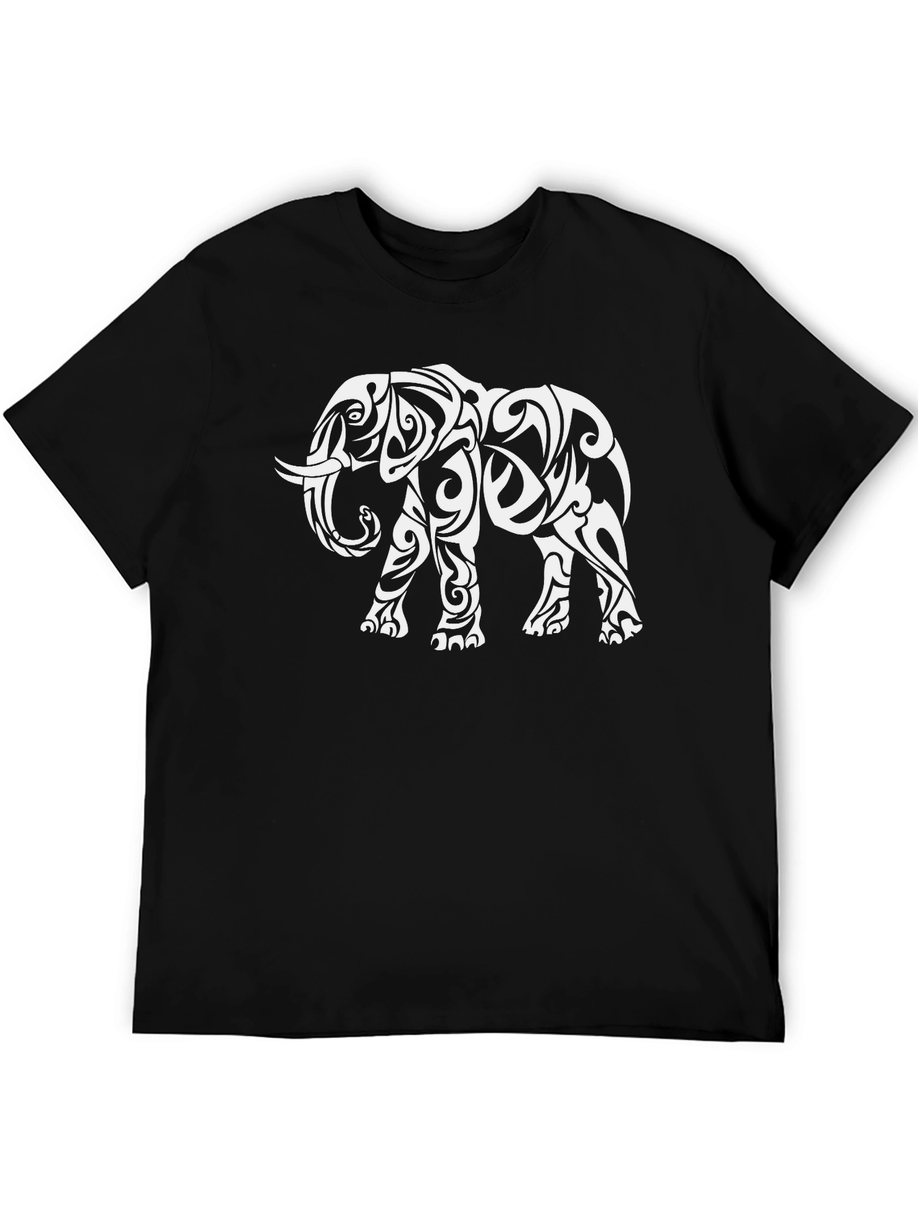 Tribal Elephant Graphic Tee - Black Casual Shirt