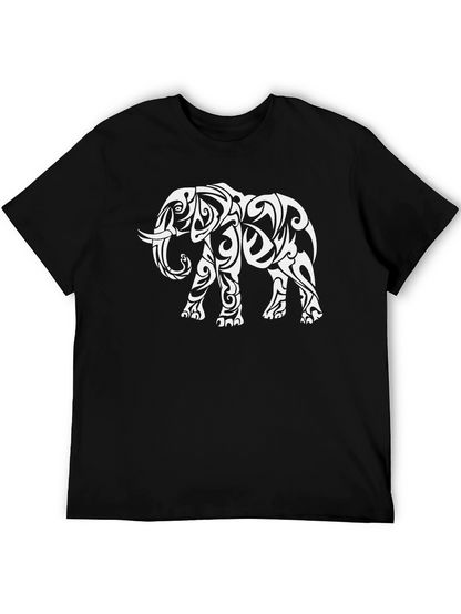 Tribal Elephant Graphic Tee - Black Casual Shirt