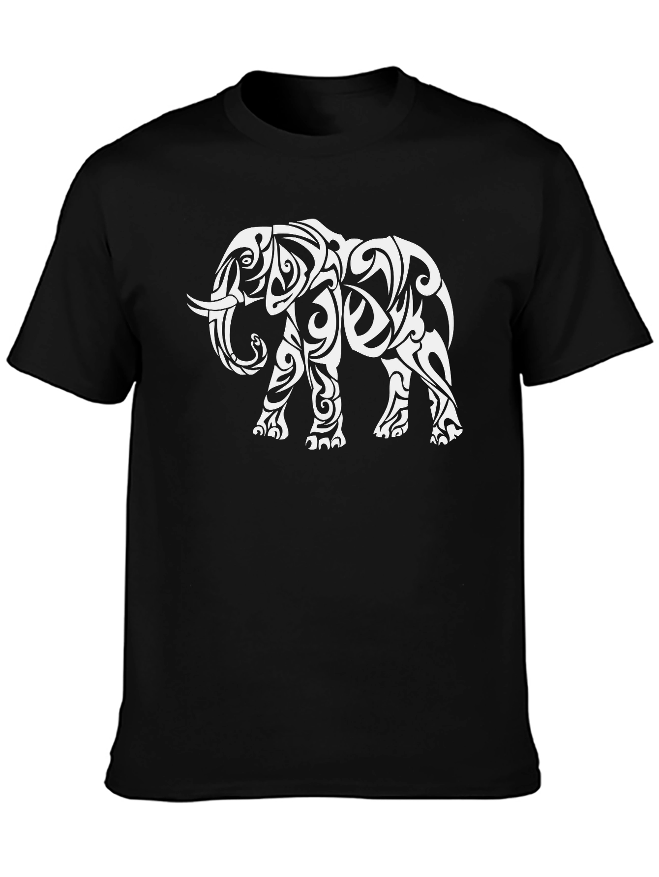 Tribal Elephant Graphic Tee - Black Casual Shirt