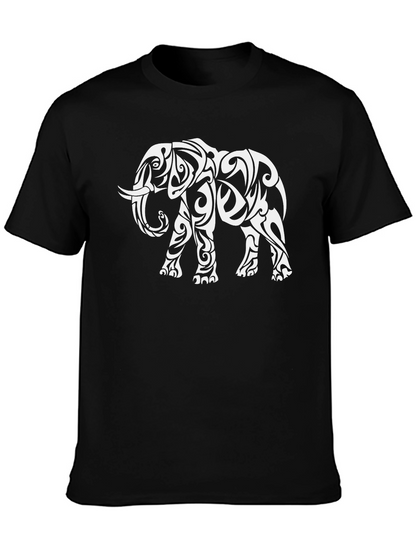 Tribal Elephant Graphic Tee - Black Casual Shirt