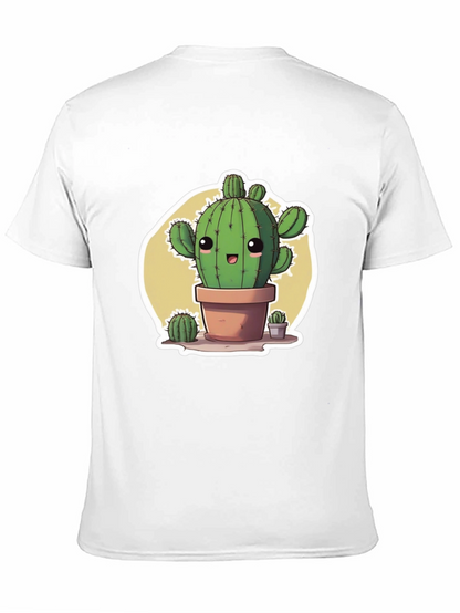 Cute Cartoon Cactus Black T-Shirt