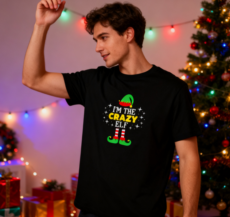 I’m The Crazy Elf Christmas T-Shirt - 100% Cotton, Festive & Playful Tee for Holiday Gatherings & Casual Daily Wear