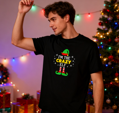 I’m The Crazy Elf Christmas T-Shirt - 100% Cotton, Festive & Playful Tee for Holiday Gatherings & Casual Daily Wear