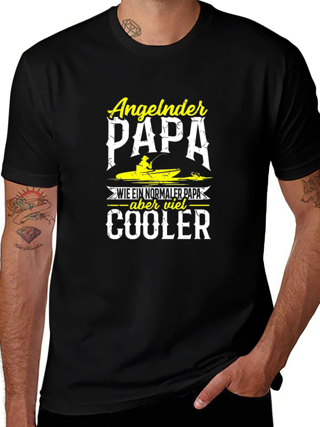 Angeln Papa Cooler Fishing Dad T-Shirt