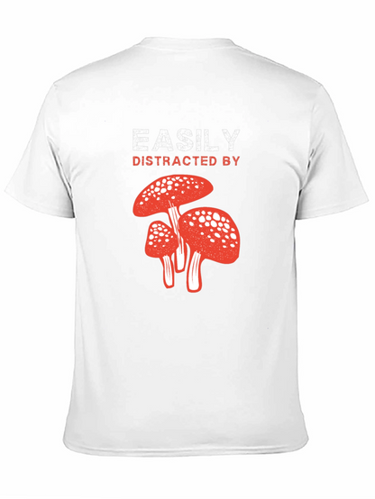 Easily Distracted By Mushrooms Black T-Shirt