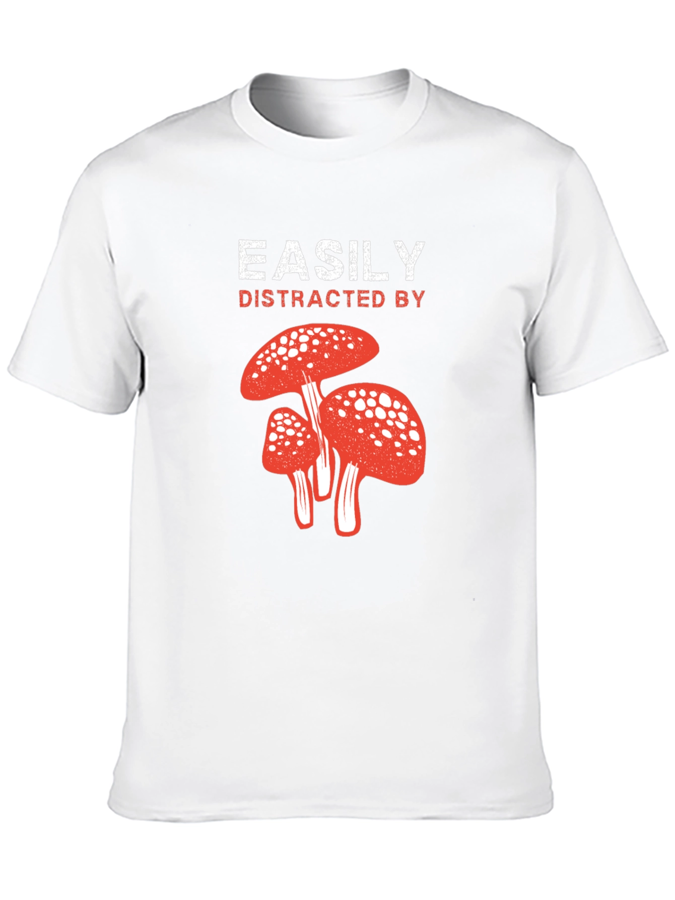 Easily Distracted By Mushrooms Black T-Shirt