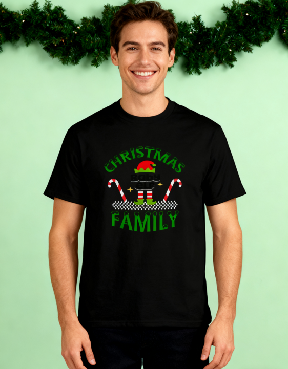Christmas Baby Elf Family T-Shirt - 100% Cotton, Festive Christmas Tee for Holiday & Casual Occasions