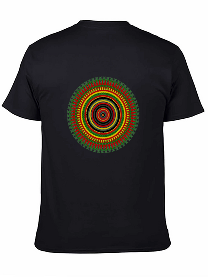 Rasta Mandala Black T-Shirt - Vivid Graphic Print