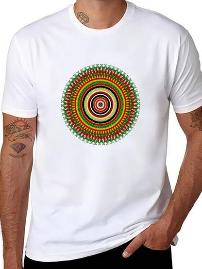 Rasta Mandala Black T-Shirt - Vivid Graphic Print