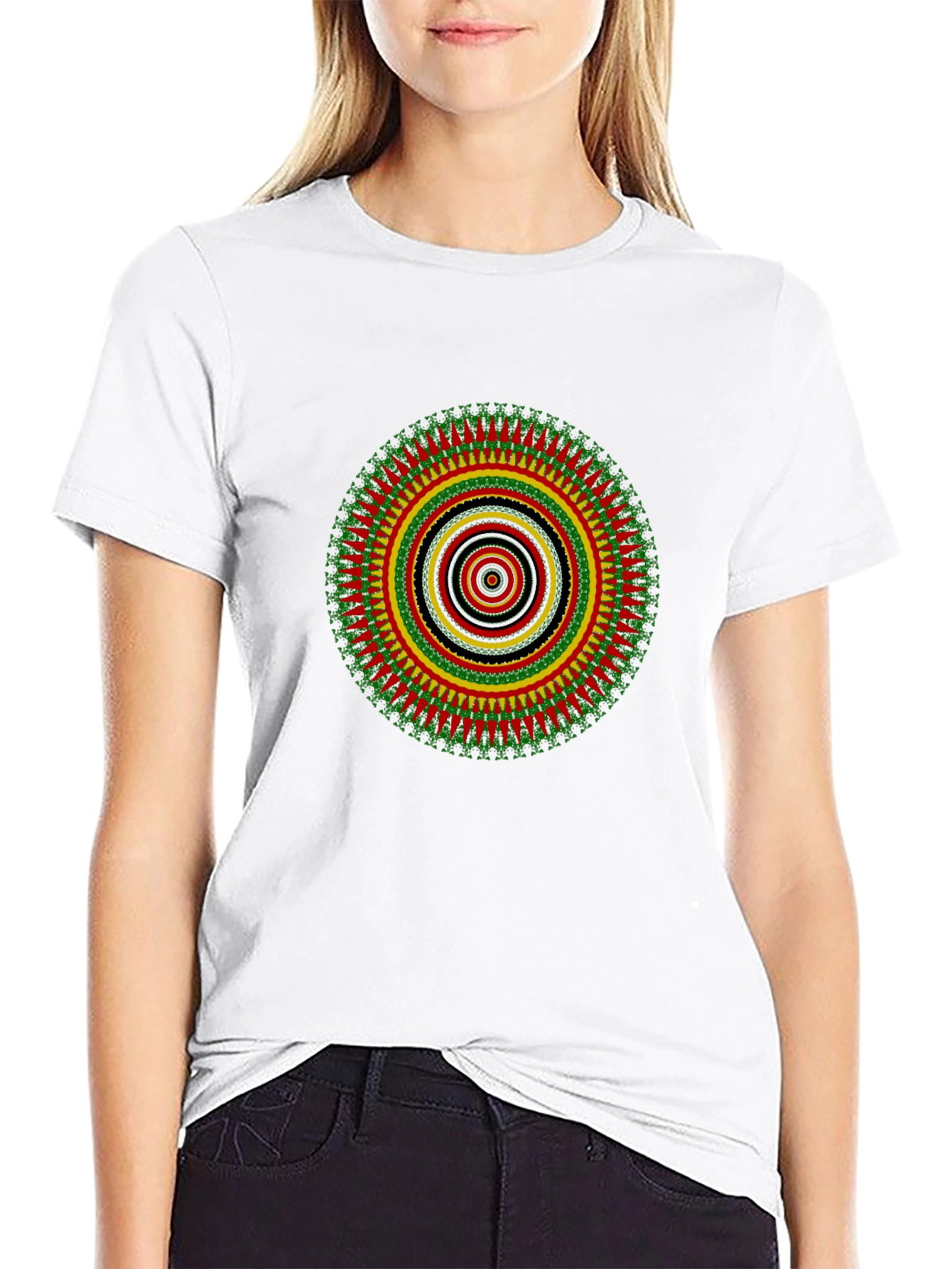 Rasta Mandala Black T-Shirt - Vivid Graphic Print