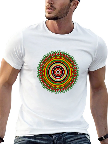 Rasta Mandala Black T-Shirt - Vivid Graphic Print