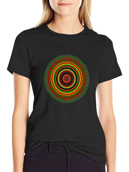Rasta Mandala Black T-Shirt - Vivid Graphic Print