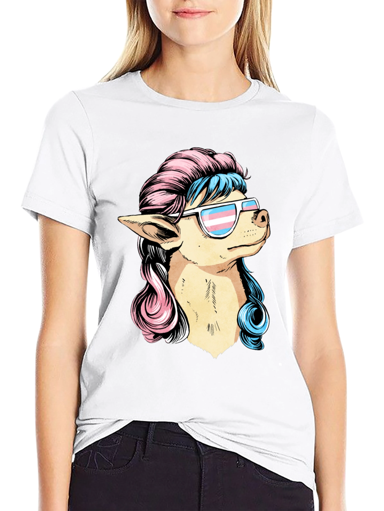 Dog with Transgender Pride Sunglasses T-Shirt