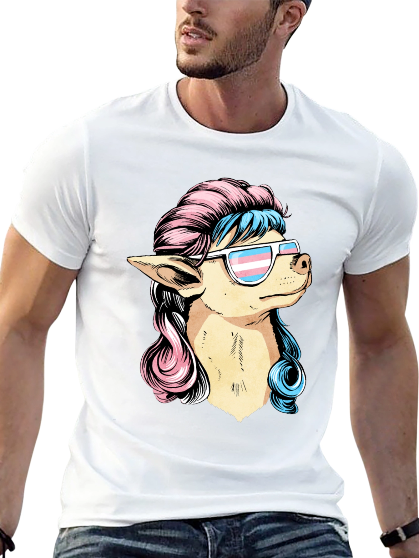 Dog with Transgender Pride Sunglasses T-Shirt