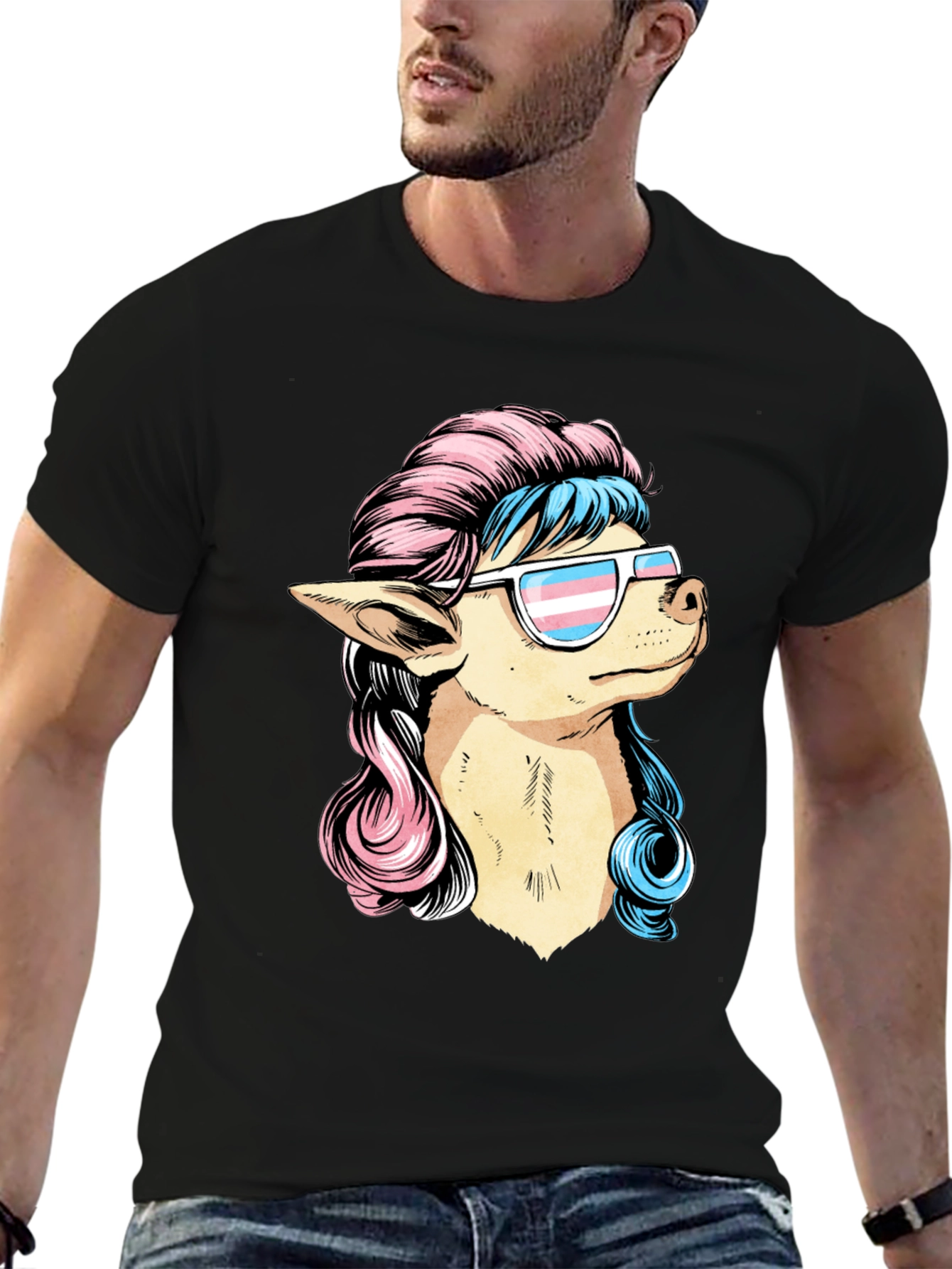 Dog with Transgender Pride Sunglasses T-Shirt