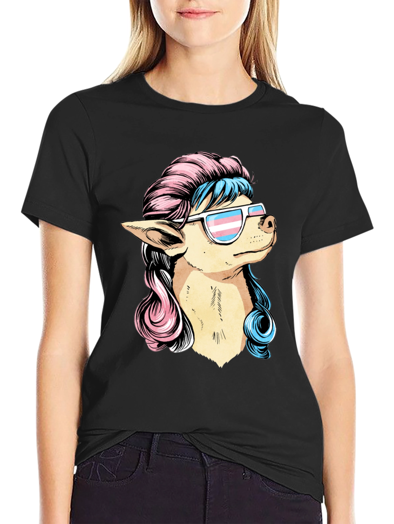 Dog with Transgender Pride Sunglasses T-Shirt