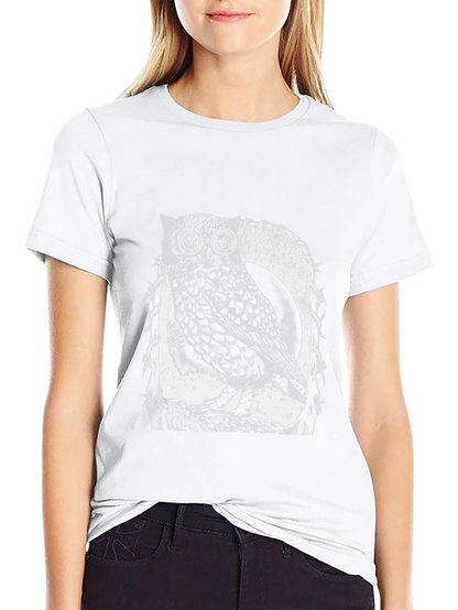 Owl With Glasses Graphic Tee - Black